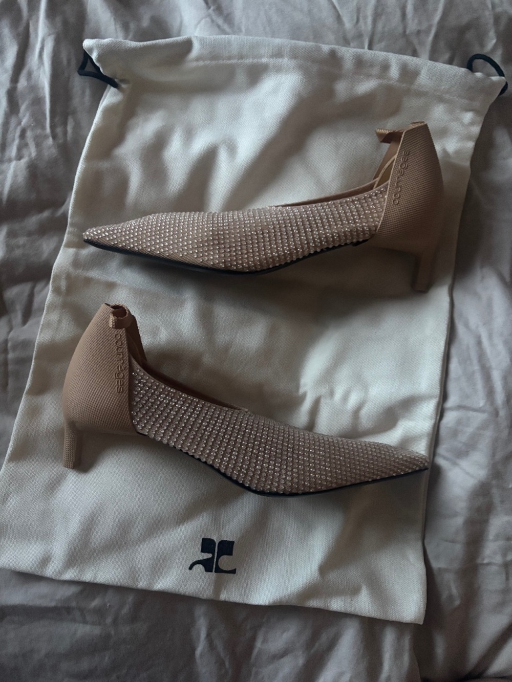COURRÈGES Diving 35mm Mesh Pumps In Cream